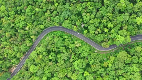 Winding road, top view of the corner Look at the beautiful aerial view  Stock Footage 148152995