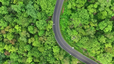 Winding road, top view of the corner Look at the beautiful aerial view  Stock Footage 148153855