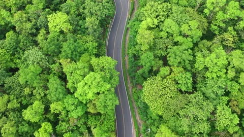 Winding road, top view of the corner Look at the beautiful aerial view  Stock Footage 149493901