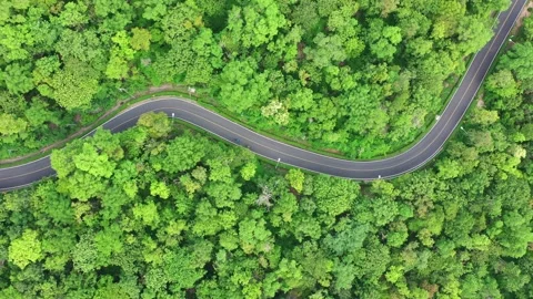 Winding road, top view of the corner Look at the beautiful aerial view  Stock Footage 149495270
