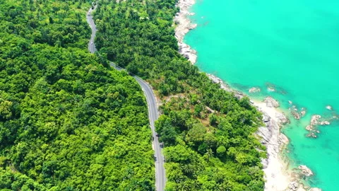 Winding road in tropical forest Stock Footage 138672177