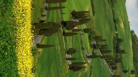 Winding road Tuscany Italy Stock Footage