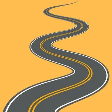 Winding road vector highway path long street asphalt isolated perspective road Stock Illustration