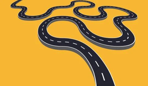 Winding road vector illustration isolated. Transportation concept design Illustrazione stock