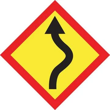 Winding Road Warning Sign Stock Illustration