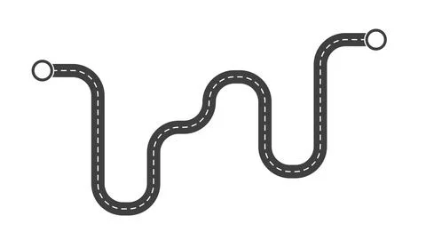 Winding Road on a White Isolated Background. Road way location infographic Stock Illustration