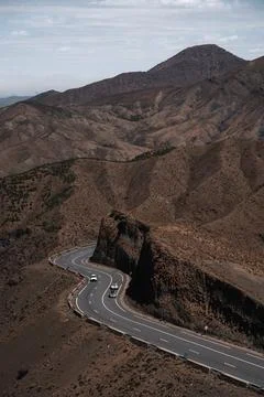 Winding roads through the Atlas Mountains in Morocco Stock Photos