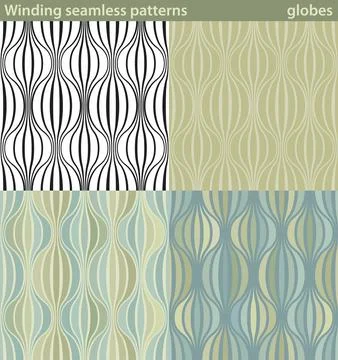 Winding seamless patterns, globes Ilustración de archivo