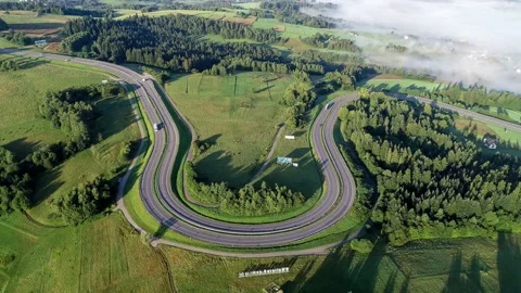 Winding switchback road in Poland Stock Footage 138251598