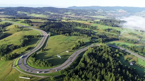 Winding switchback road in Poland Stock Footage 139380299