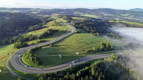 Winding switchback road in Poland Stock Footage 146542780