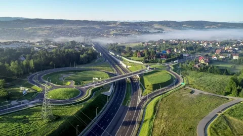 Winding switchback road in Poland Stock Footage 149498367