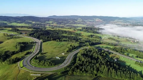 Winding switchback road in Poland Stock Footage 221409929