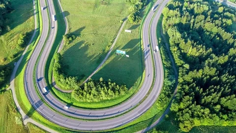 Winding switchback road in Poland Stock Footage 264635418