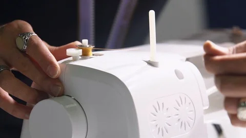 Winding The Thread On The Sewing Machine Closely Video stock 99036683