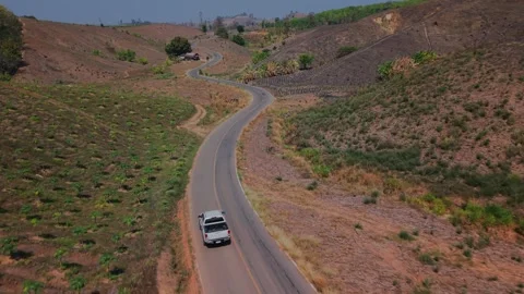 Winding Through the Desert: A Drive on the White Road Stock Footage 301700505