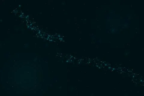 A winding turquoise trail of interconnected lights curves diagonally throug.. Stock Illustration