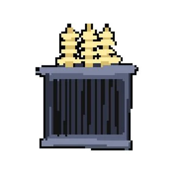 Windings electrical transformer pixel art vector illustration Illustrazione stock