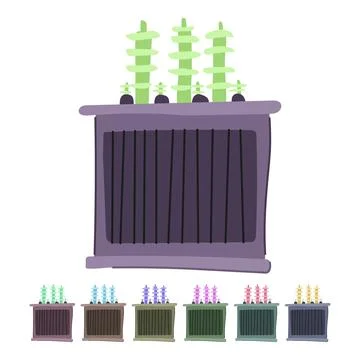 Windings electrical transformer vector cartoon graphic Stock Illustration