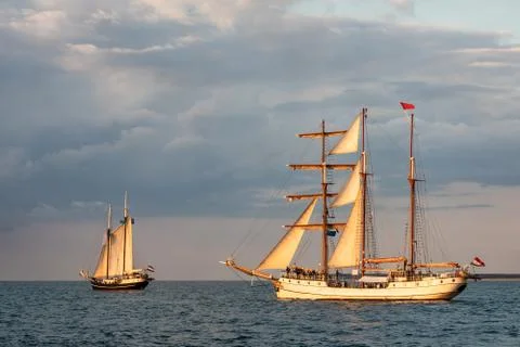 Windjammer on the Baltic Sea in Warnemuende, Germany Stock Photos