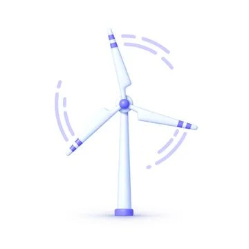 Windmill 3d on white background. Eco energy, electricity sign. Green electricity Stock Illustration