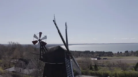 Windmill Aerial 4k Stock Footage 128417290