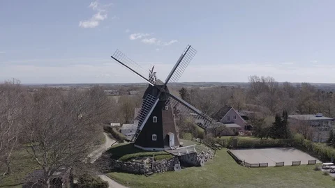Windmill Aerial 4k Stock Footage 128417559