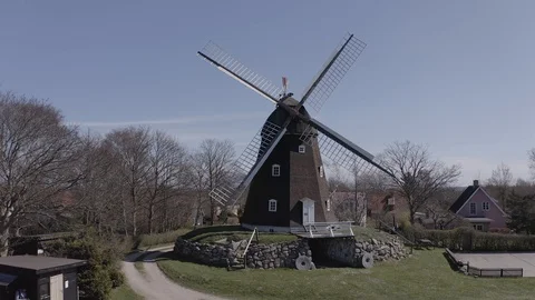 Windmill Aerial 4k Stock Footage 128417700