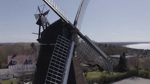 Windmill Aerial 4k Stock Footage 128418566