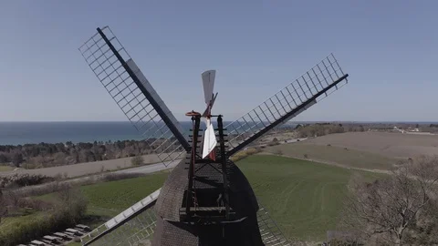 Windmill Aerial 4k Stock Footage 128418909