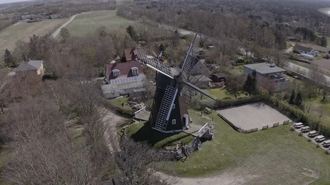 Windmill Aerial 4k Stock Footage 128419011