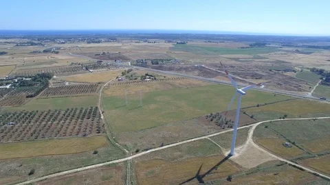 Windmill - aerial view 4k Stock Footage 86471694