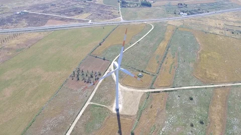 Windmill - aerial view 4k Stock Footage 86471817