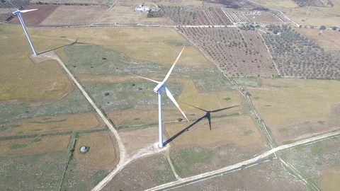 Windmill - aerial view 4k Stock Footage 86472252