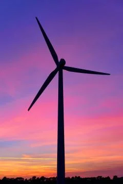 Windmill after sunset while blue hour Stock Photos