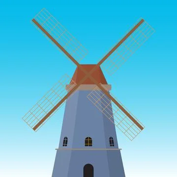 Windmill against blue sky Stock Illustration