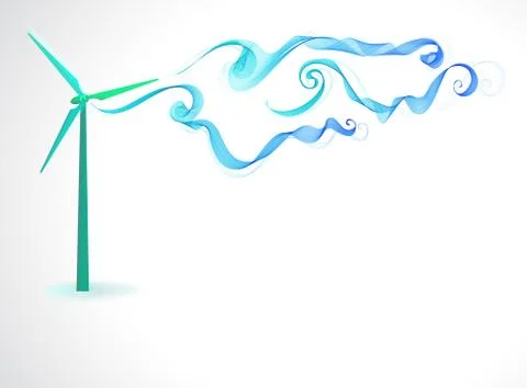 Windmill and abstract wave Stock Illustration