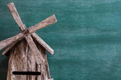 Windmill and chalkboard background Stock Photos
