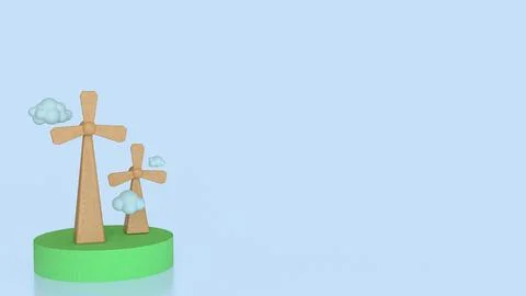 The Windmill and cloud for eco energy  concept 3d Rendering. Stock Photos