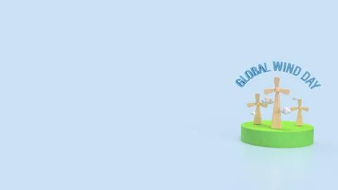 The Windmill and cloud for global wind day concept 3d Rendering. Stock Photos