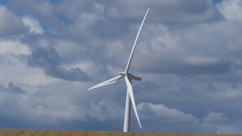 Windmill and clouds blowing in wind Stock Footage 112047991
