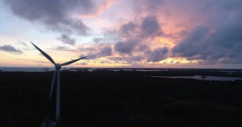 Windmill and Moving Clouds in Heavy Wind at Sunset Video stock 86399162