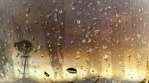 Windmill And Rain Through The Window Animated Cinemagraph Background Video Stock-Footage 300516058