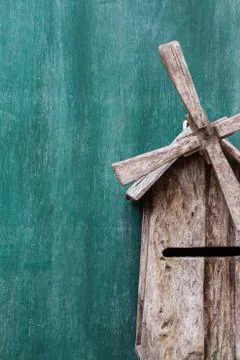 Windmill and space chalkboard background Stock Photos