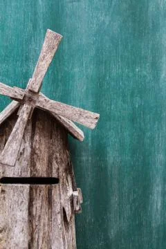 Windmill and  space chalkboard background Stock Photos