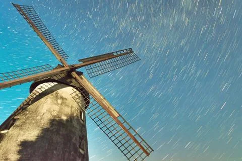 Windmill and Stars Stock Photos