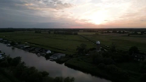 Windmill and Sunset Stock Footage 262050285