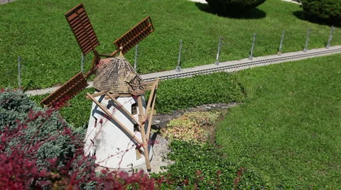Windmill and train Video stock 1918029