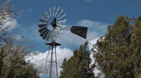 Windmill and Trees Stock Footage 7745915