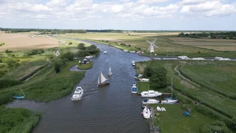 Windmill and Yachts Tacking Stock Footage 262050206